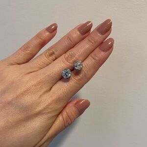 NEW Round & Hexagon Mix Matched Bezel Stud Earrings